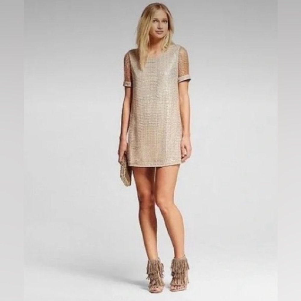 J.O.A. Women Dresses Mini, tunic style with small sequin squares size M